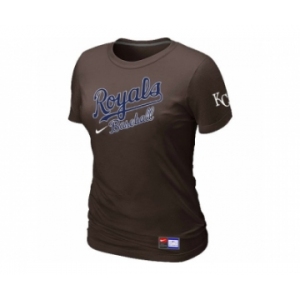 Women MLB Kansas City Royals Brown Nike Short Sleeve Practice T-Shirt