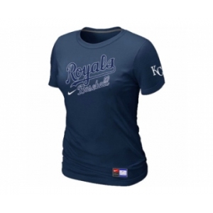 Women MLB Kansas City Royals D.Blue Nike Short Sleeve Practice T-Shirt