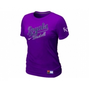 Women MLB Kansas City Royals Purple Nike Short Sleeve Practice T-Shirt