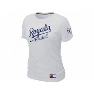 Women MLB Kansas City Royals White Nike Short Sleeve Practice T-Shirt