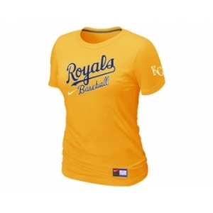 Women MLB Kansas City Royals Yellow Nike Short Sleeve Practice T-Shirt