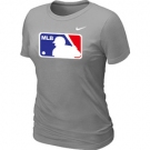 Women MLB Logo Heathered Nike L.Grey Blended T-Shirt