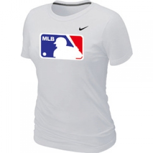 Women MLB Logo Heathered Nike White Blended T-Shirt