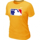 Women MLB Logo Heathered Nike Yellow Blended T-Shirt