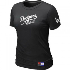 Women MLB Los Angeles Dodgers Nike Black Short Sleeve Practice T-Shirt