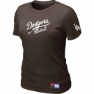 Women MLB Los Angeles Dodgers Nike Brown Short Sleeve Practice T-Shirt