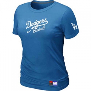 Women MLB Los Angeles Dodgers Nike L.blue Short Sleeve Practice T-Shirt