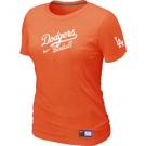 Women MLB Los Angeles Dodgers Nike Orange Short Sleeve Practice T-Shirt