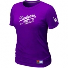 Women MLB Los Angeles Dodgers Nike Purple Short Sleeve Practice T-Shirt