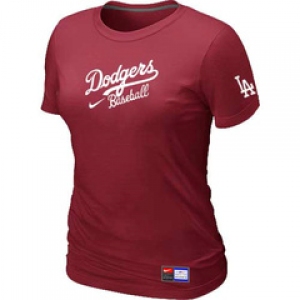 Women MLB Los Angeles Dodgers Nike Red Short Sleeve Practice T-Shirt