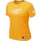 Women MLB Los Angeles Dodgers Nike Yellow Short Sleeve Practice T-Shirt