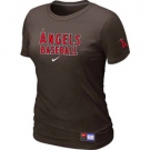 Women MLB Los Angeles of Anaheim Nike Brown Short Sleeve Practice T-Shirt