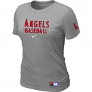 Women MLB Los Angeles of Anaheim Nike L.Grey Short Sleeve Practice T-Shirt