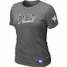 Women MLB Milwaukee Brewers Nike D.Grey Short Sleeve Practice T-Shirt