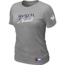 Women MLB Milwaukee Brewers Nike L.Grey Short Sleeve Practice T-Shirt