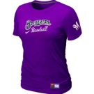 Women MLB Milwaukee Brewers Nike Purple Short Sleeve Practice T-Shirt