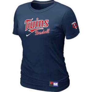 Women MLB Minnesota Twins Nike D.Blue Short Sleeve Practice T-Shirt