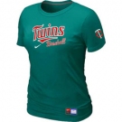 Women MLB Minnesota Twins Nike L.Green Short Sleeve Practice T-Shirt