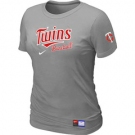 Women MLB Minnesota Twins Nike L.Grey Short Sleeve Practice T-Shirt