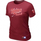 Women MLB Minnesota Twins Nike Red Short Sleeve Practice T-Shirt