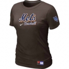 Women MLB New York Mets Nike Brown Short Sleeve Practice T-Shirt