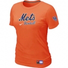 Women MLB New York Mets Nike Orange Short Sleeve Practice T-Shirt