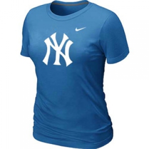 Women MLB New York Yankees Heathered L.blue Nike Blended T-Shirt