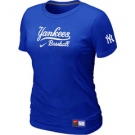 Women MLB New York Yankees Nike Blue Short Sleeve Practice T-Shirt