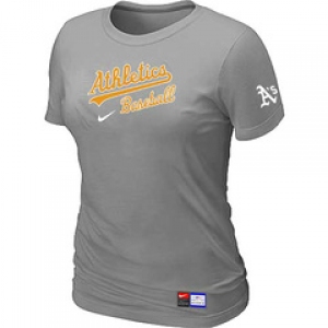 Women MLB Oakland Athletics Nike L.Grey Short Sleeve Practice T-Shirt