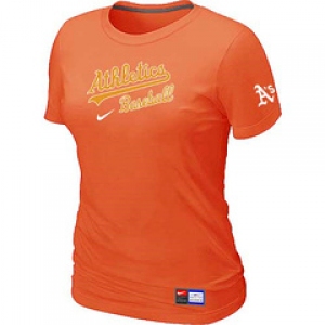 Women MLB Oakland Athletics Nike Orange Short Sleeve Practice T-Shirt