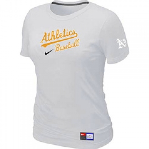 Women MLB Oakland Athletics Nike White Short Sleeve Practice T-Shirt
