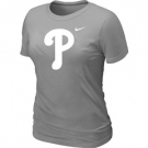 Women MLB Philadelphia Phillies Heathered L.Grey Nike Blended T-Shirt