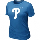 Women MLB Philadelphia Phillies Heathered L.blue Nike Blended T-Shirt