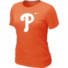 Women MLB Philadelphia Phillies Heathered Orange Nike Blended T-Shirt