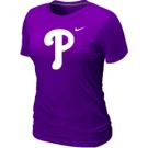 Women MLB Philadelphia Phillies Heathered Purple Nike Blended T-Shirt