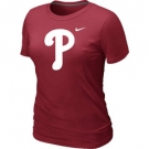 Women MLB Philadelphia Phillies Heathered Red Nike Blended T-Shirt