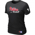 Women MLB Philadelphia Phillies Nike Black Short Sleeve Practice T-Shirt