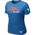 Women MLB Philadelphia Phillies Nike L.blue Short Sleeve Practice T-Shirt