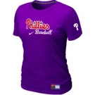 Women MLB Philadelphia Phillies Nike Purple Short Sleeve Practice T-Shirt