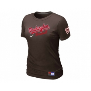 Women MLB Washington Nationals Brown Nike Short Sleeve Practice T-Shirt