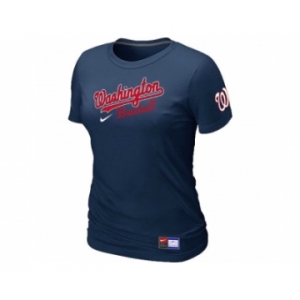 Women MLB Washington Nationals D.Blue Nike Short Sleeve Practice T-Shirt