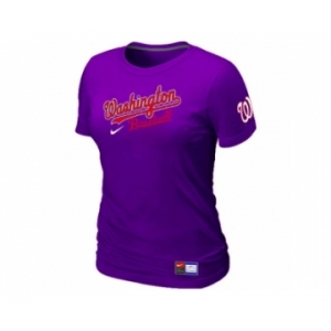 Women MLB Washington Nationals Purple Nike Short Sleeve Practice T-Shirt