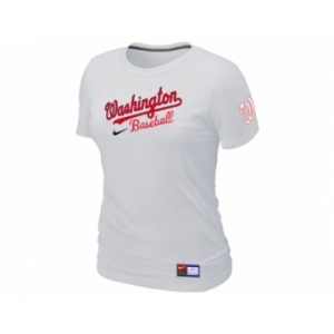 Women MLB Washington Nationals White Nike Short Sleeve Practice T-Shirt