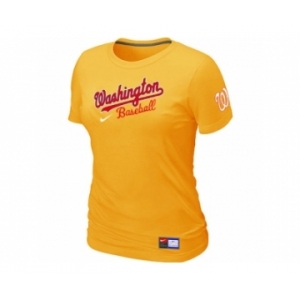 Women MLB Washington Nationals Yellow Nike Short Sleeve Practice T-Shirt