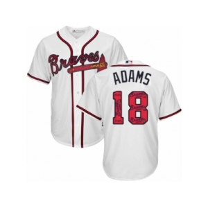 Atlanta Braves #18 Matt Adams Authentic White Team Logo Fashion Cool Base MLB Jersey