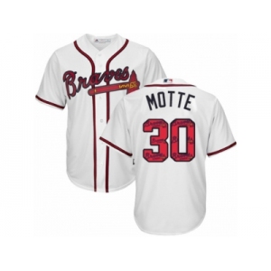 Atlanta Braves #30 Jason Motte Authentic White Team Logo Fashion Cool Base MLB Jersey