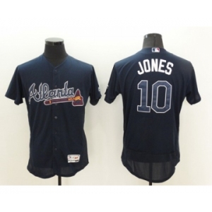 Men Atlanta Braves #10 Chipper Jones Majestic Blue Flexbase Authentic Collection Player Jersey