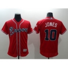 Men Atlanta Braves #10 Chipper Jones Majestic Red Flexbase Authentic Collection Player Jersey