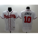 Men Atlanta Braves #10 Chipper Jones Majestic White Flexbase Authentic Collection Player Jersey