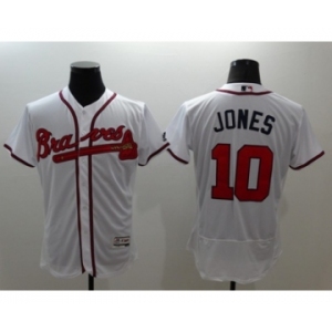 Men Atlanta Braves #10 Chipper Jones Majestic White Flexbase Authentic Collection Player Jersey